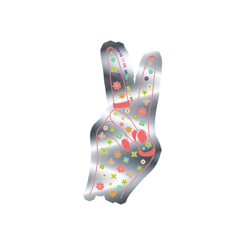 Peace Silver Chrome Vinyl Decal - Custom Size