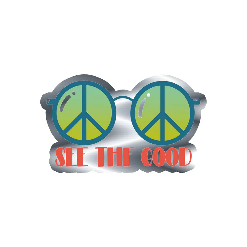Peace Silver Chrome Vinyl Decal - Custom Size