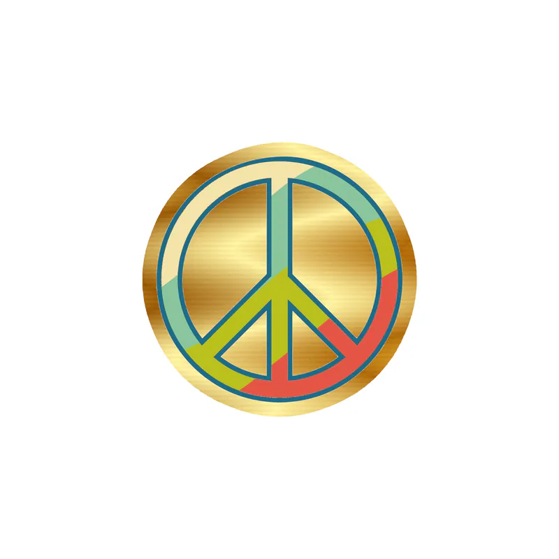 Peace Gold Chrome Vinyl Decal - Custom Size