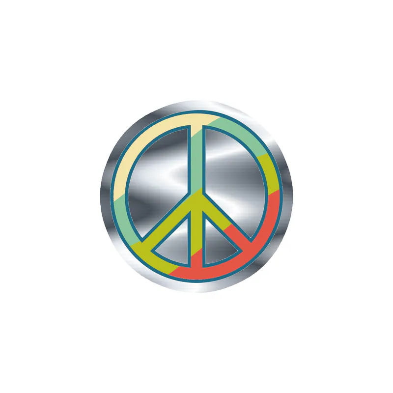 Peace Silver Chrome Vinyl Decal - Custom Size