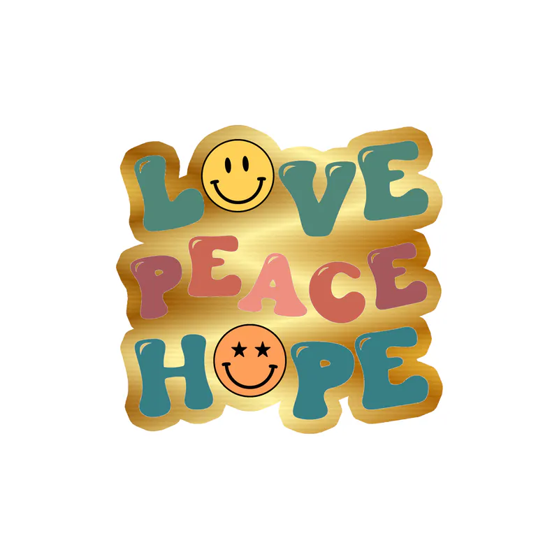 Love Peace Hope Gold Chrome Vinyl Decal - Custom Size