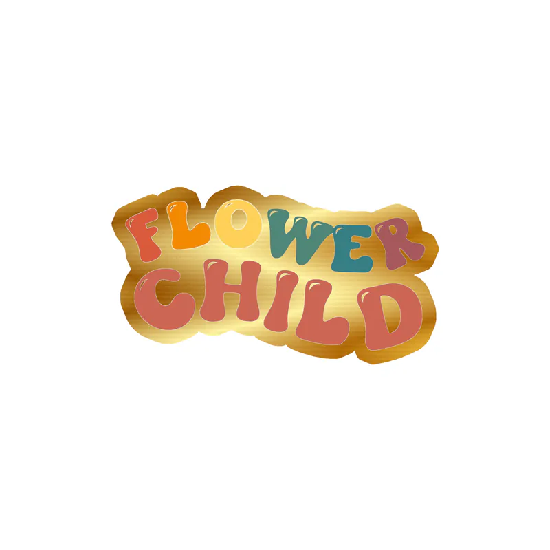 Flower Child Gold Chrome Vinyl Decal - Custom Size