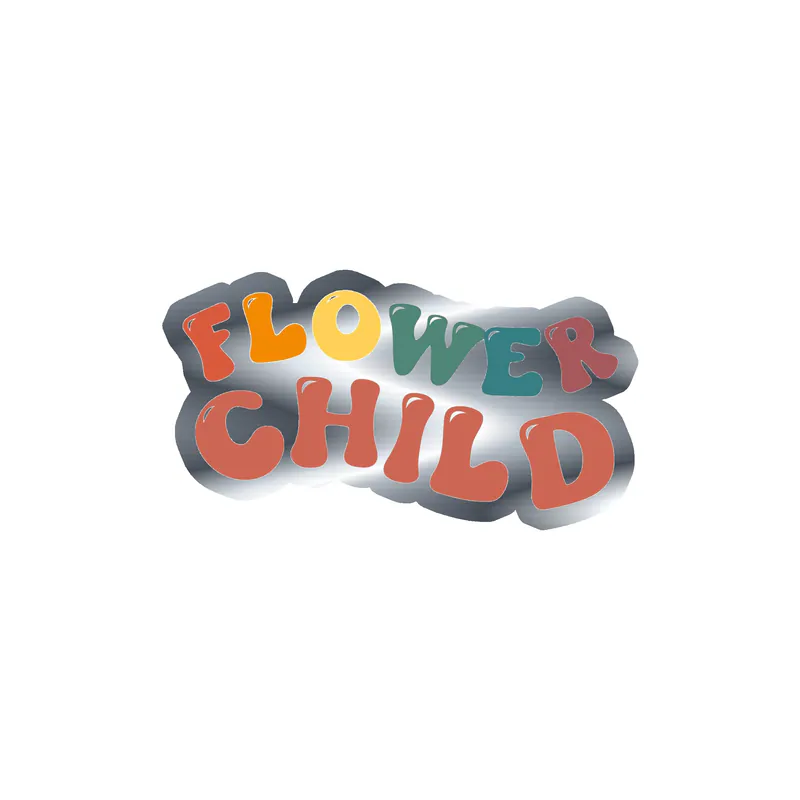 Flower Child Silver Chrome Vinyl Decal - Custom Size