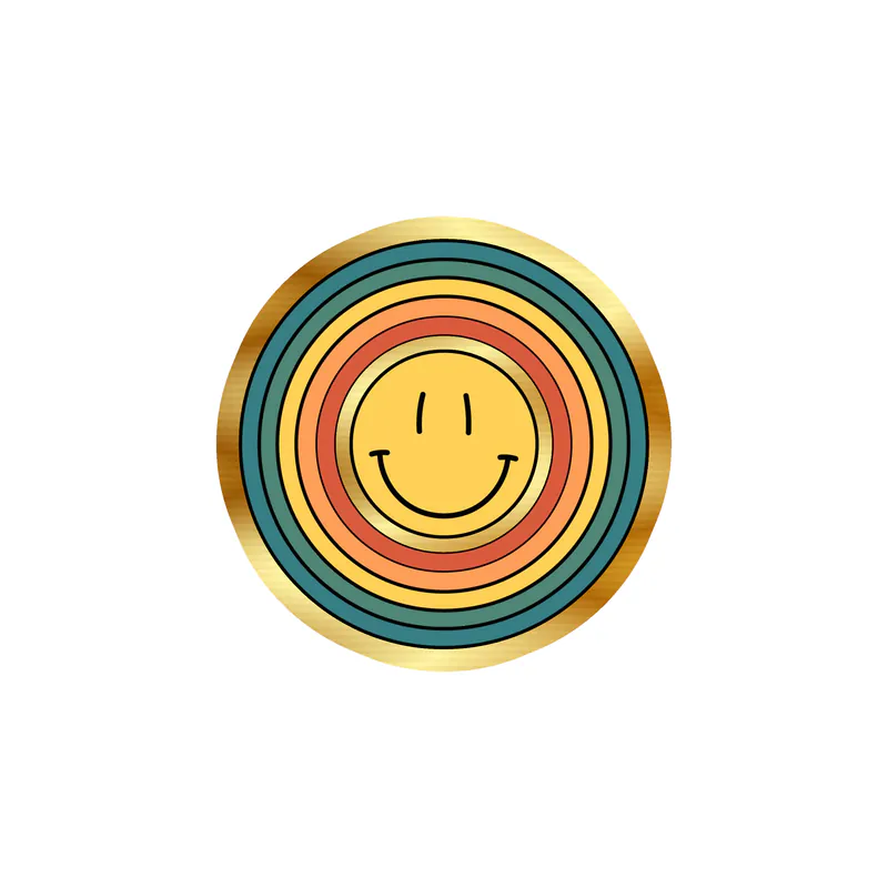Smiley Face Gold Chrome Vinyl Decal - Custom Size