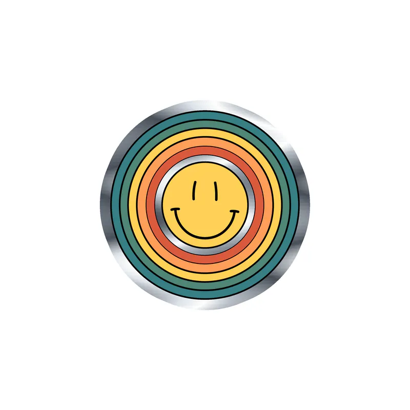 Smiley Face Silver Chrome Vinyl Decal - Custom Size