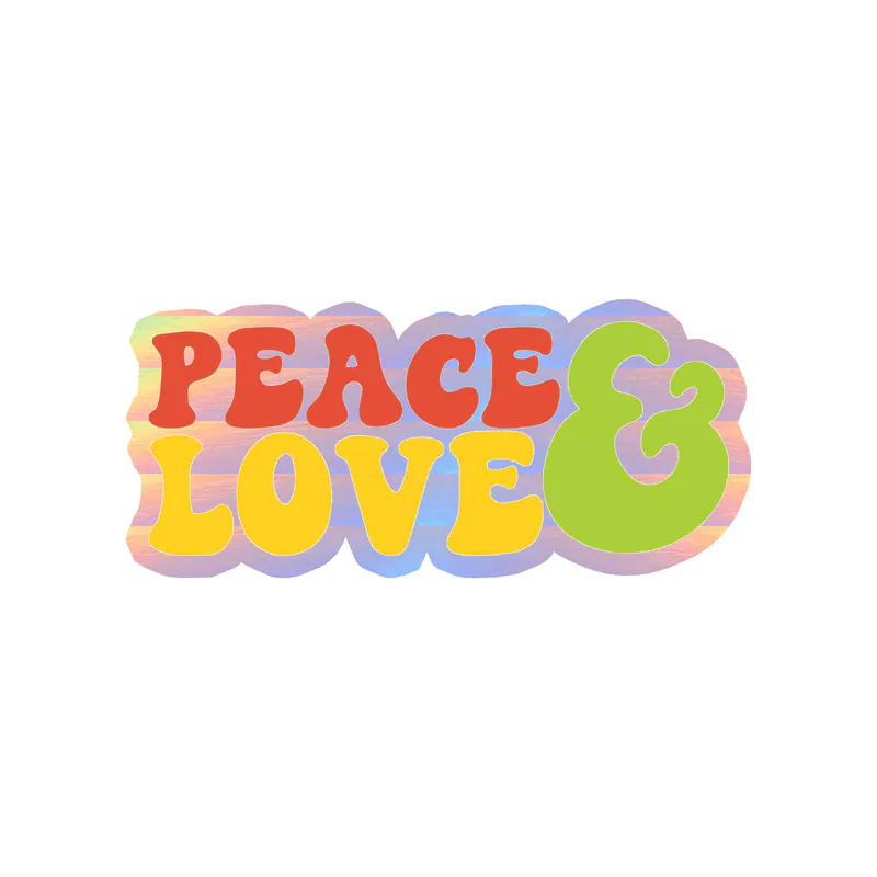 Peace and Love Holographic Vinyl Decal - Custom Size