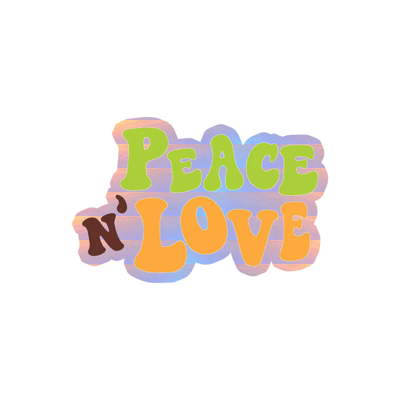 Peace and Love Holographic Vinyl Decal - Custom Size