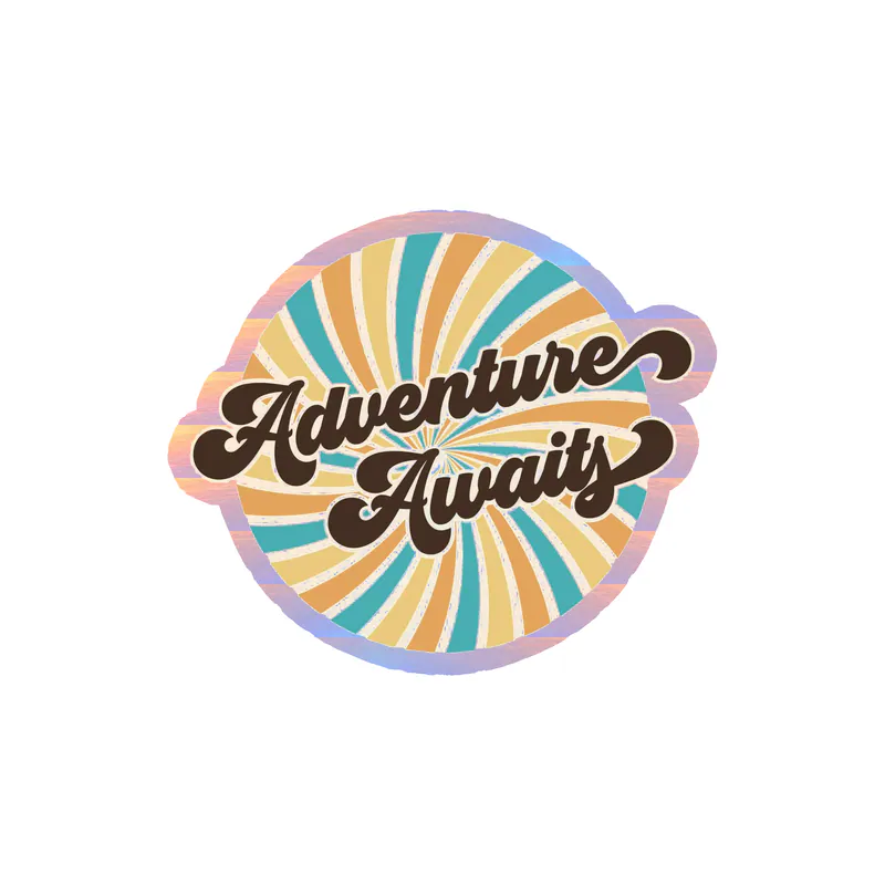 Adventure Awaits Holographic Vinyl Decal - Custom Size