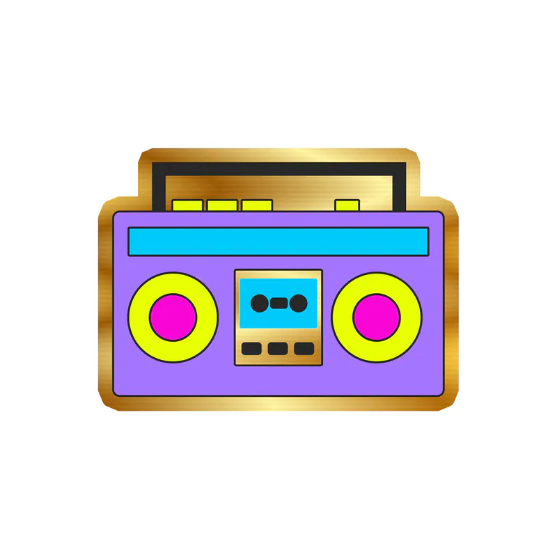 Boombox Gold Chrome Vinyl Decal - Custom Size
