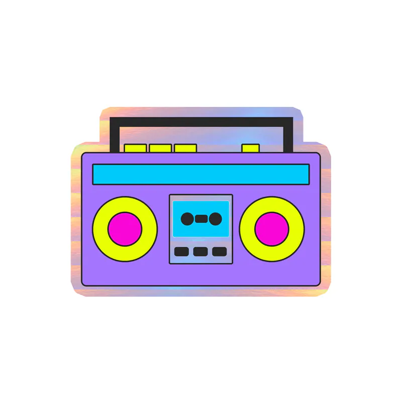 Boombox Holographic Vinyl Decal - Custom Size