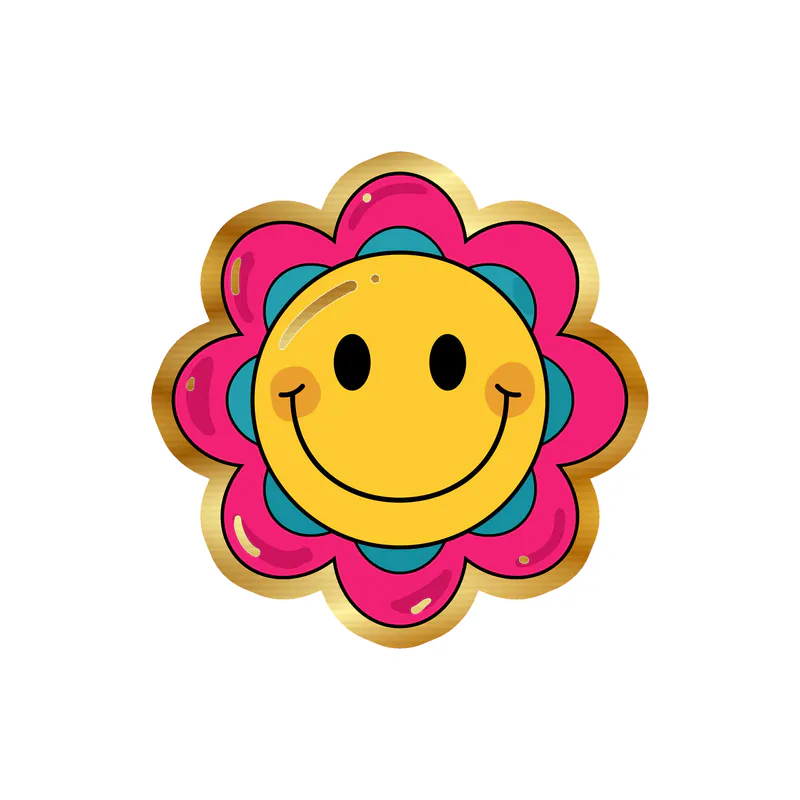 Flower Gold Chrome Vinyl Decal - Custom Size