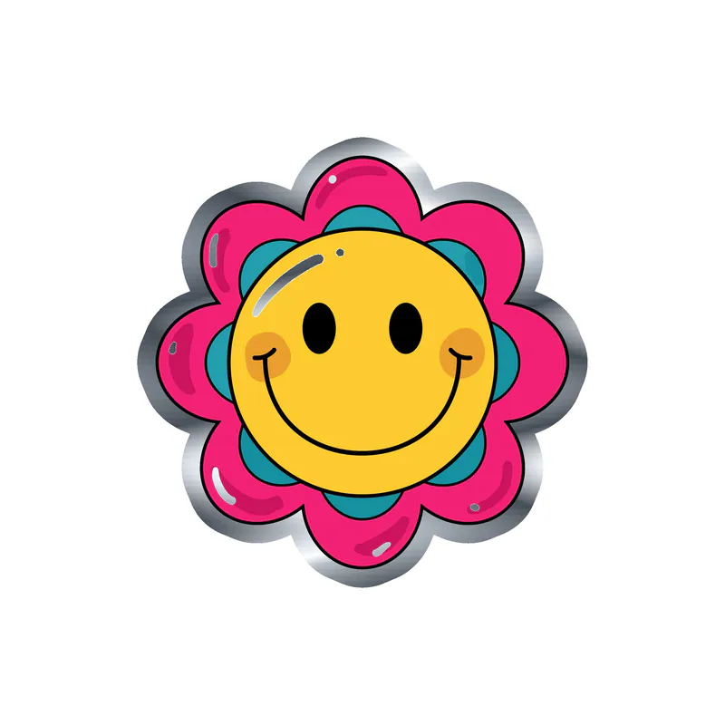 Flower Silver Chrome Vinyl Decal - Custom Size