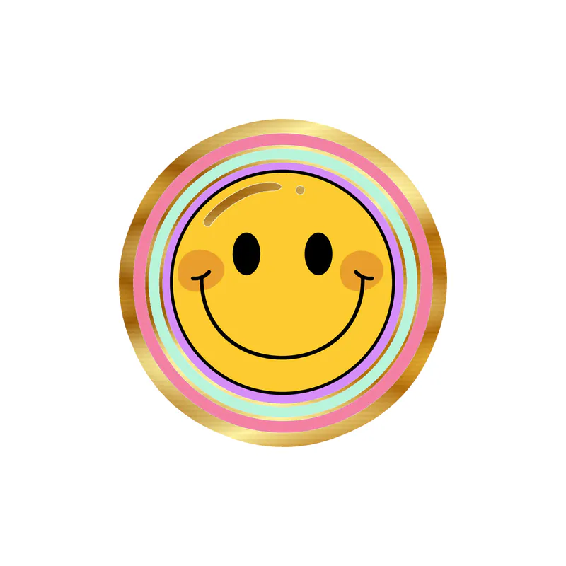 Smiley Face Gold Chrome Vinyl Decal - Custom Size