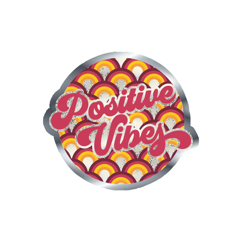 Positive Vibes Silver Chrome Vinyl Decal - Custom Size