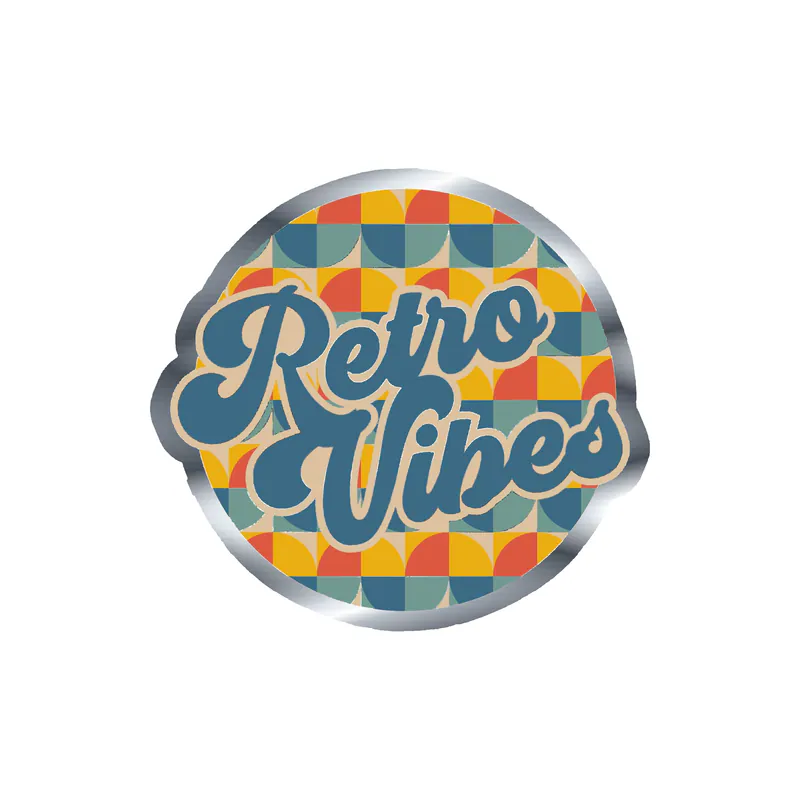 Retro Vibes Silver Chrome Vinyl Decal - Custom Size