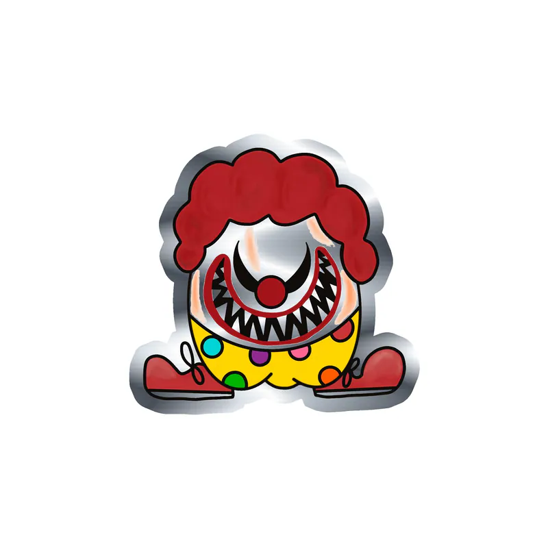 Clown Silver Chrome Vinyl Decal - Custom Size
