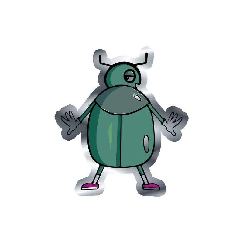 Bug Silver Chrome Vinyl Decal - Custom Size