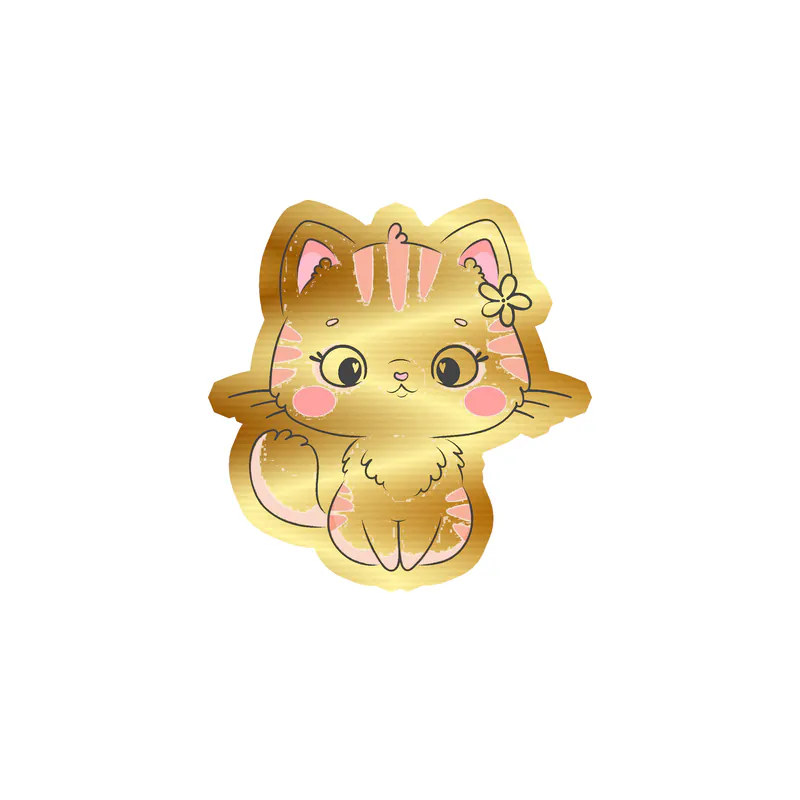 Cat Gold Chrome Vinyl Decal - Custom Size
