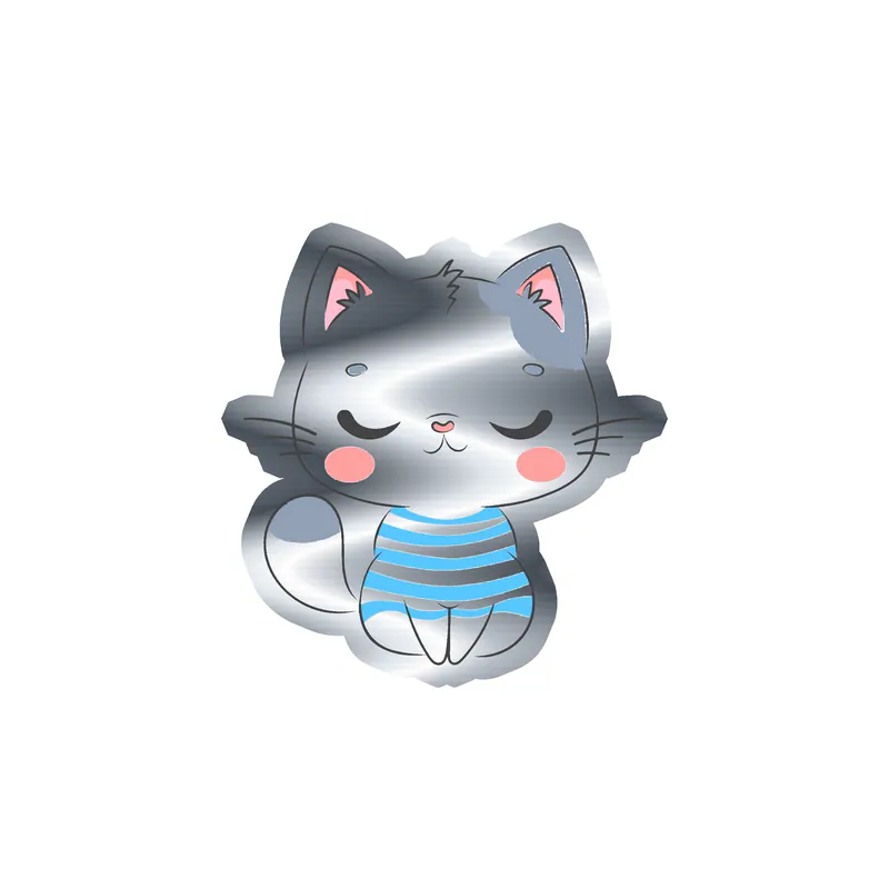 Cat Silver Chrome Vinyl Decal - Custom Size
