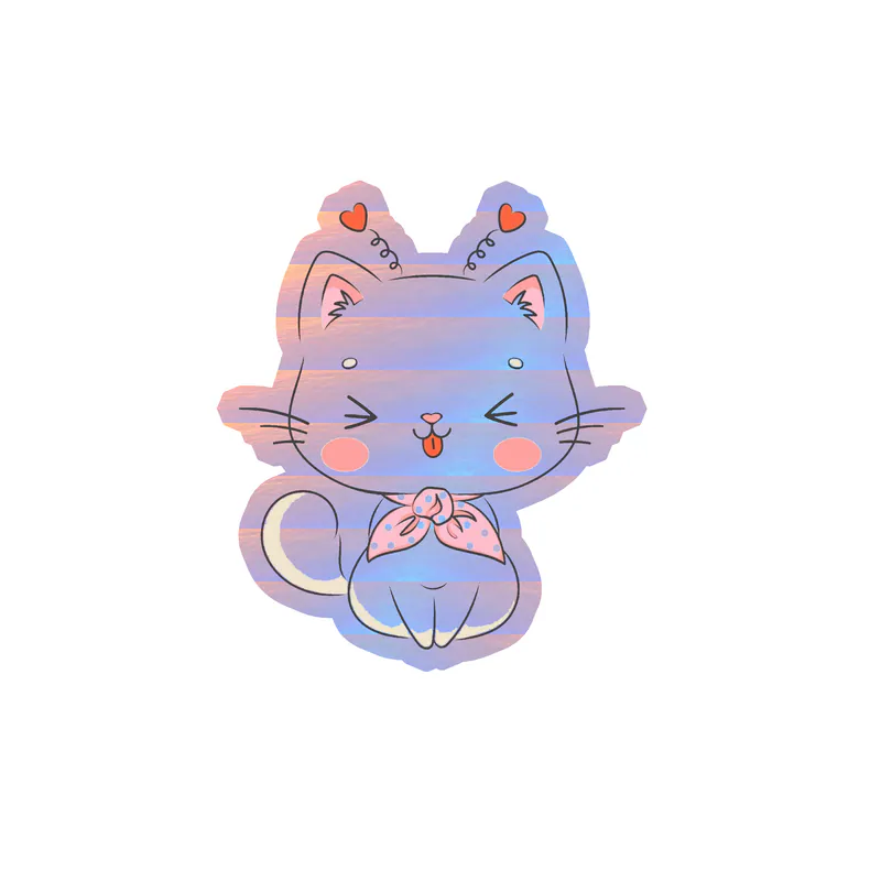 Cat Holographic Vinyl Decal - Custom Size