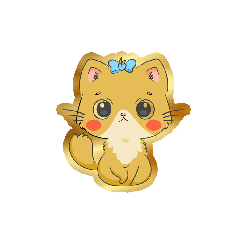 Cat Gold Chrome Vinyl Decal - Custom Size
