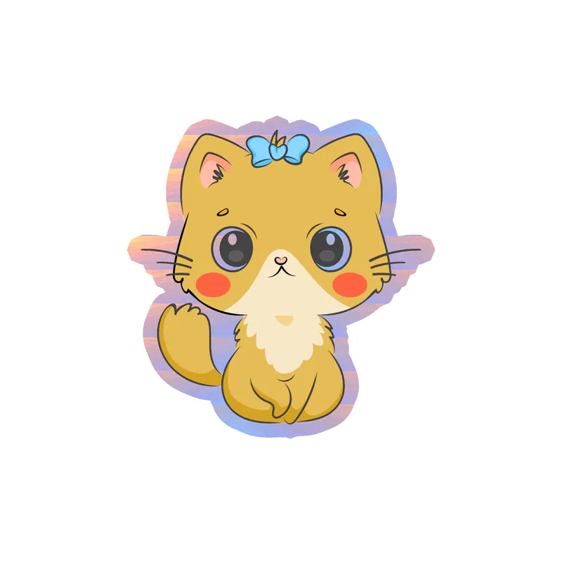 Cat Holographic Vinyl Decal - Custom Size