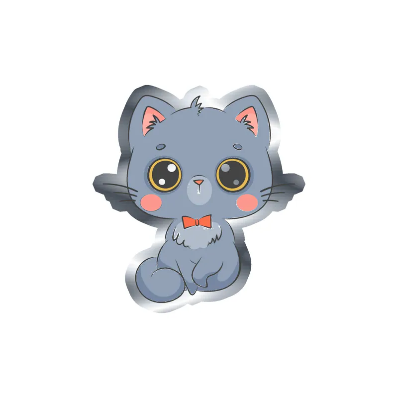 Cat Silver Chrome Vinyl Decal - Custom Size