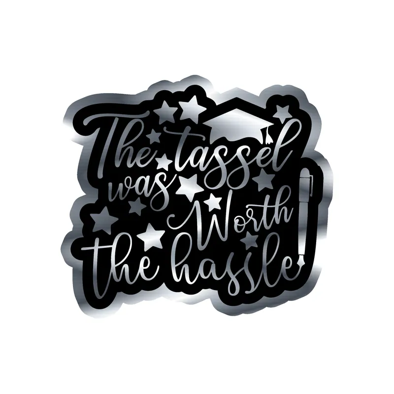 Graduation Silver Chrome Vinyl Decal - Custom Size
