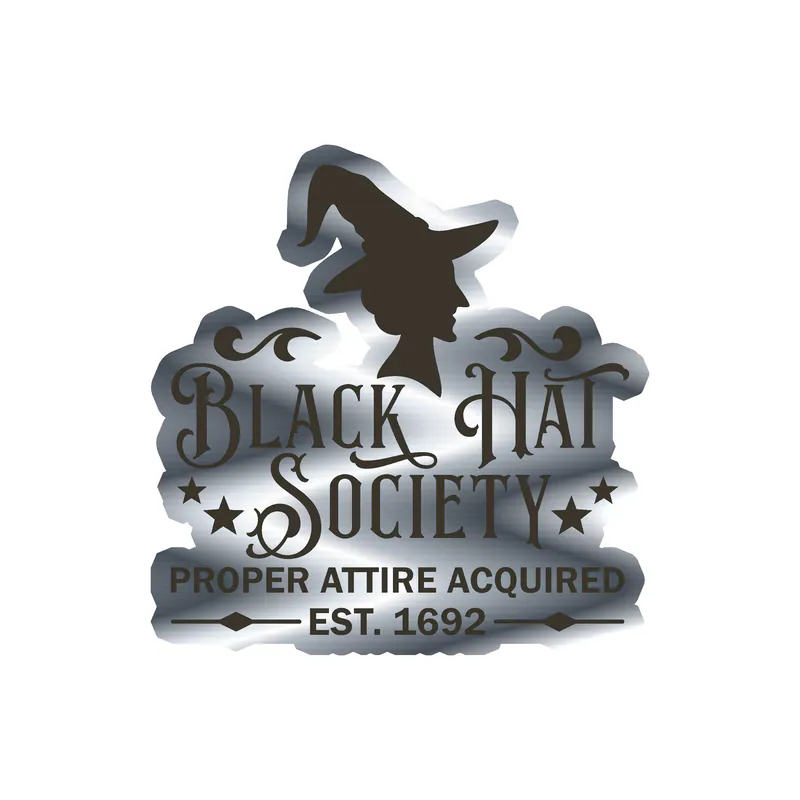 Black Hat Society Silver Chrome Vinyl Decal - Custom Size