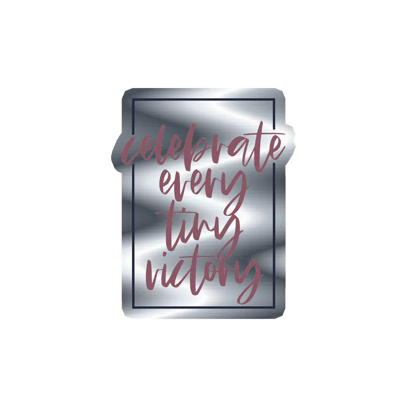 Celebrate Every Victory Silver Chrome Vinyl Decal - Custom Size