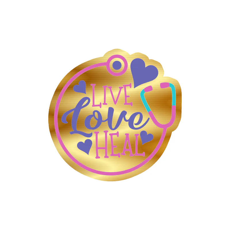 Live Love Heal Gold Chrome Vinyl Decal - Custom Size