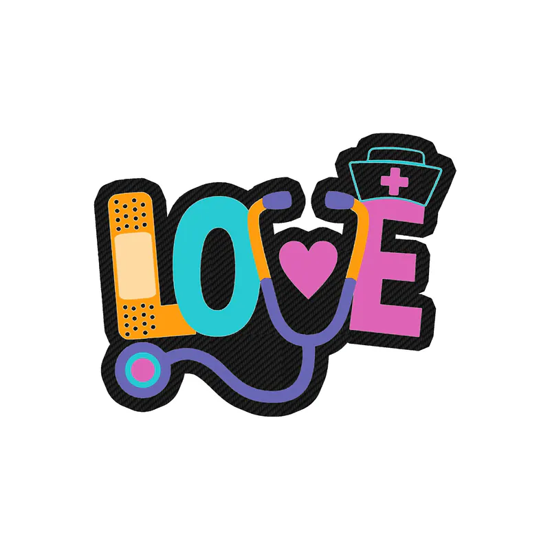 Healthcare Love Carbon Fiber Vinyl Decal - Custom Size