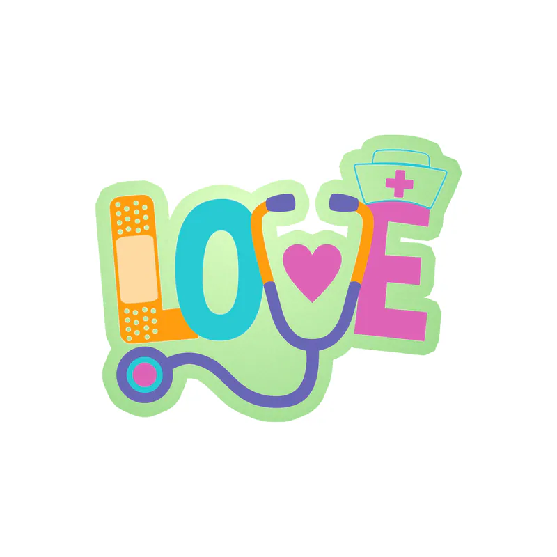 Healthcare Love Glow in the Dark Vinyl Decal - Custom Size