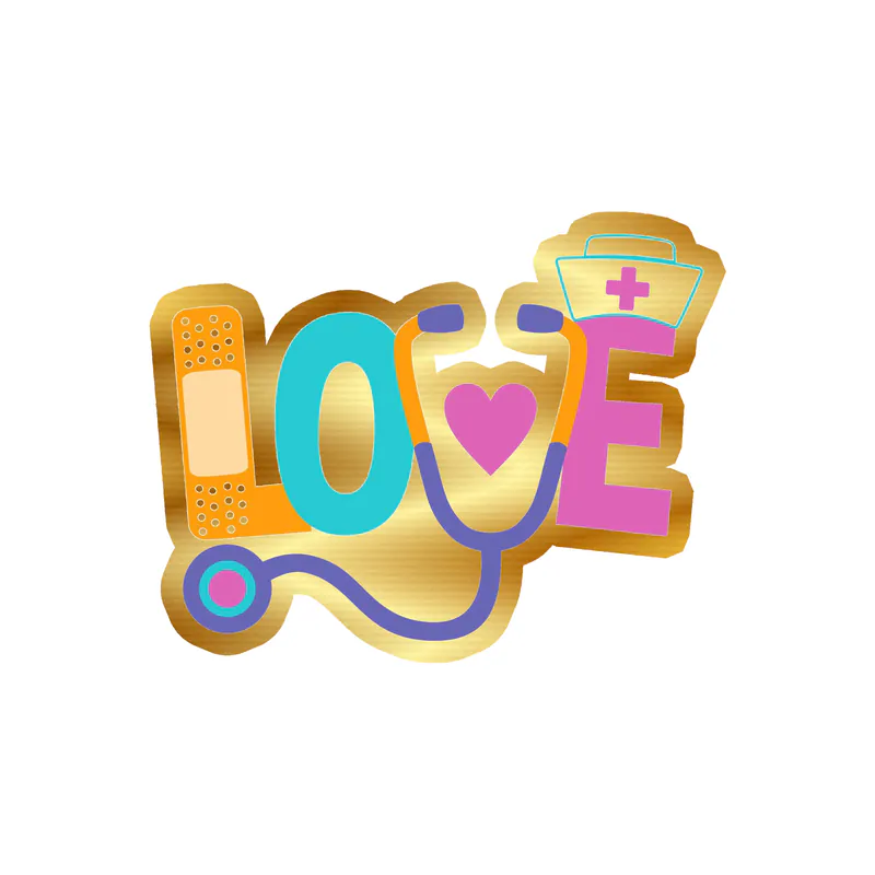 Healthcare Love Gold Chrome Vinyl Decal - Custom Size
