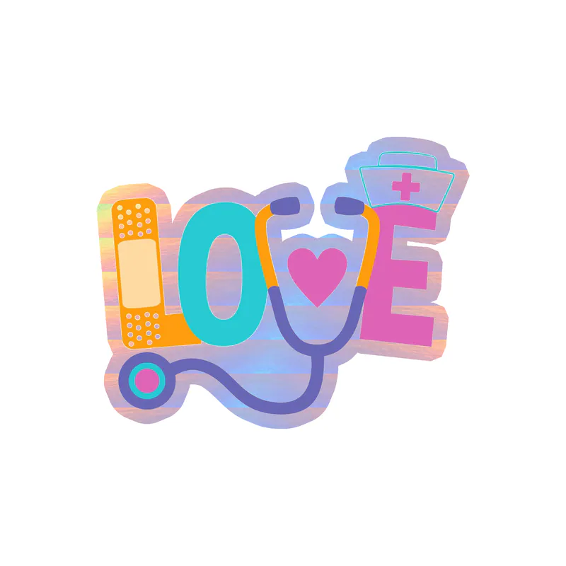 Healthcare Love Holographic Vinyl Decal - Custom Size
