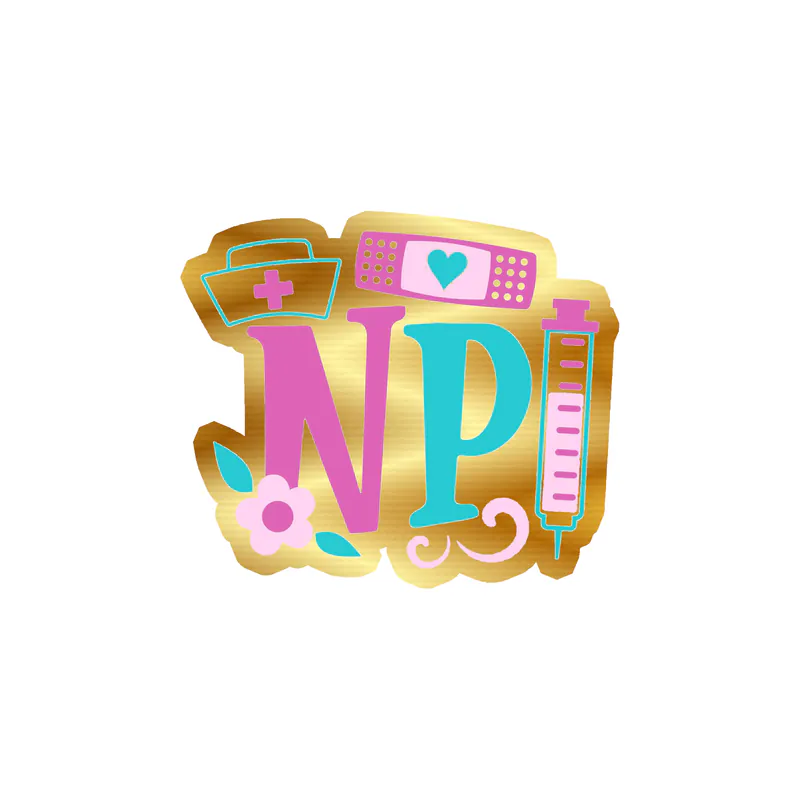Nurse NP Gold Chrome Vinyl Decal - Custom Size