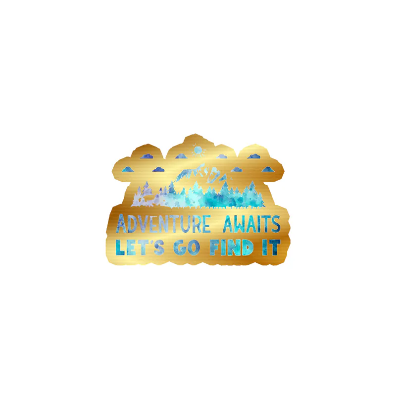 Adventure Awaits Gold Chrome Vinyl Decal - Custom Size