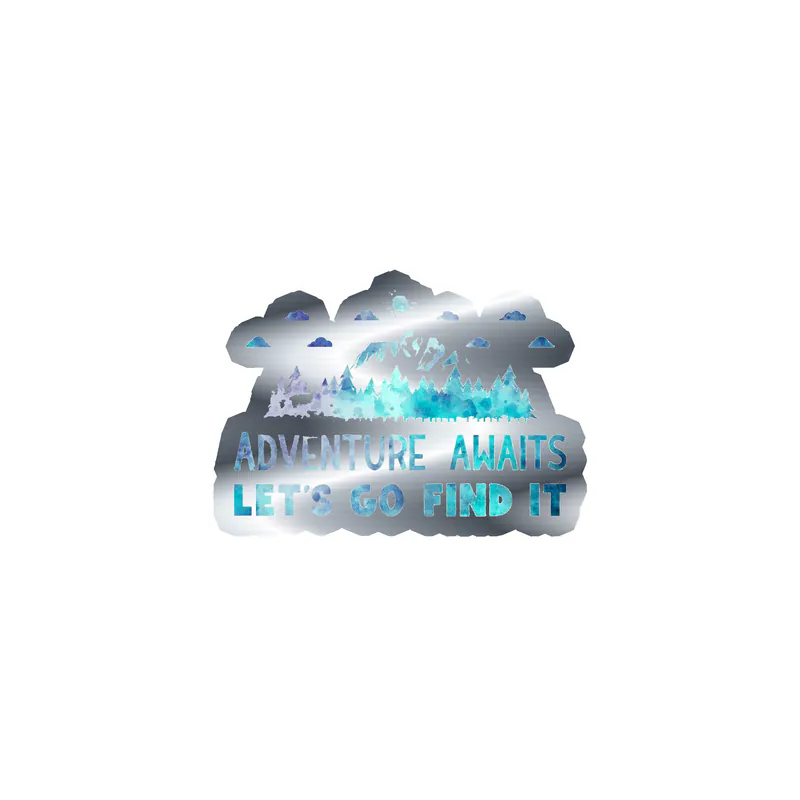 Adventure Awaits Silver Chrome Vinyl Decal - Custom Size