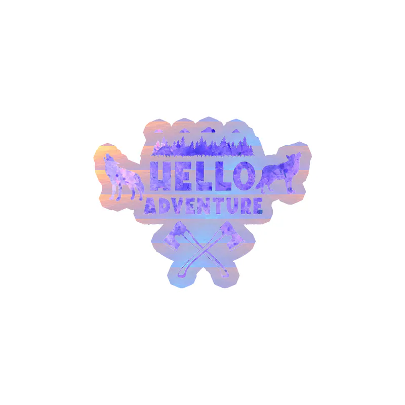 Hello Adventure Holographic Vinyl Decal - Custom Size