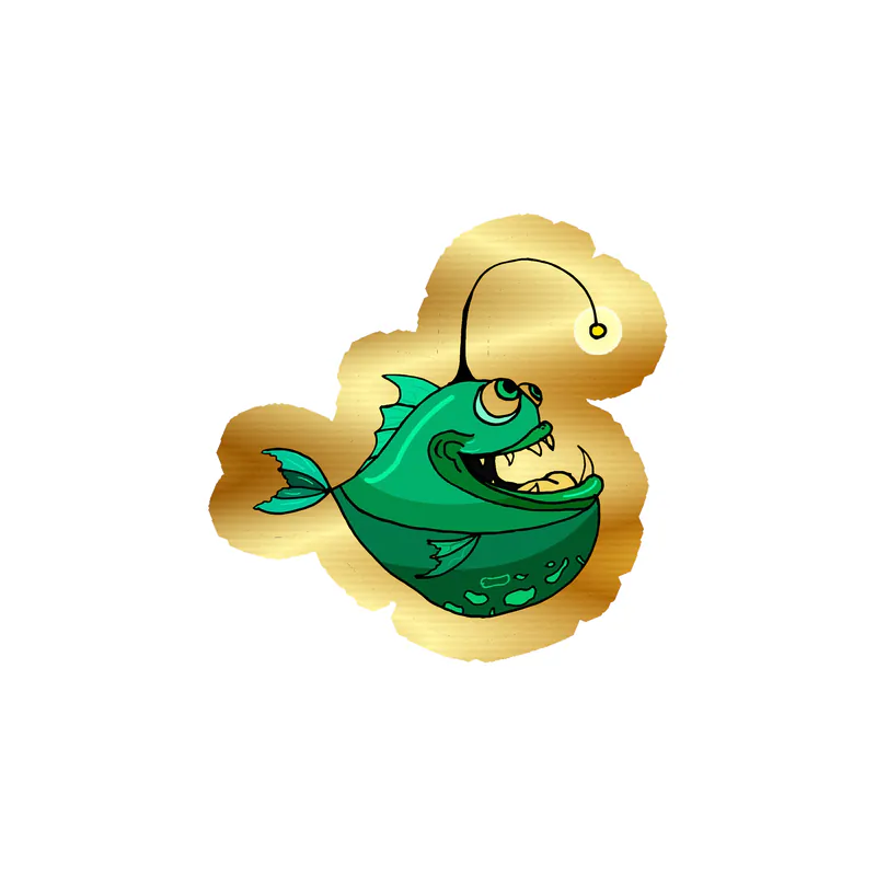 Anglerfish Gold Chrome Vinyl Sticker - Custom Size