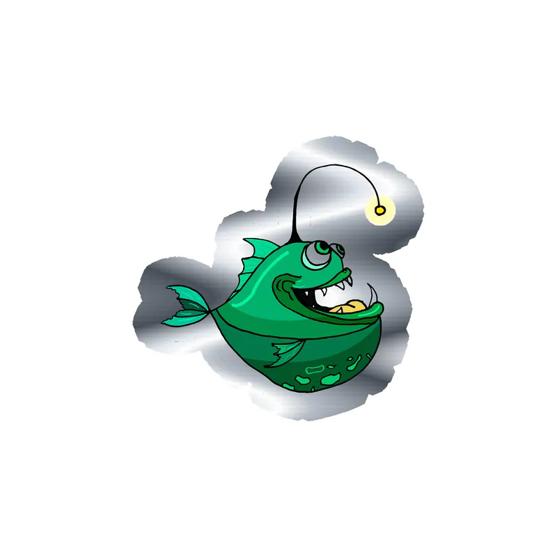 Anglerfish Silver Chrome Vinyl Sticker - Custom Size