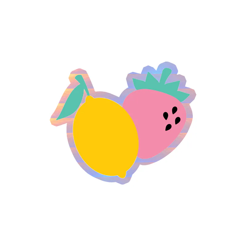 Lemon and Strawberry Holographic Vinyl Decal - Custom Size