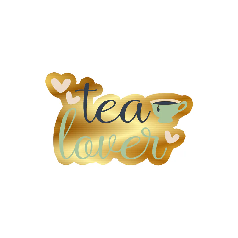 Tea Lover Gold Chrome Vinyl Decal - Custom Size