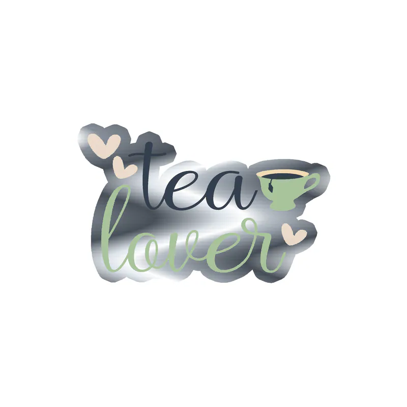 Tea Lover Silver Chrome Vinyl Decal - Custom Size
