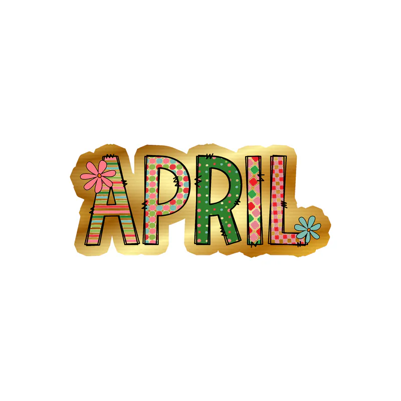 April - Month - Gold Chrome Vinyl Decal - Custom Size