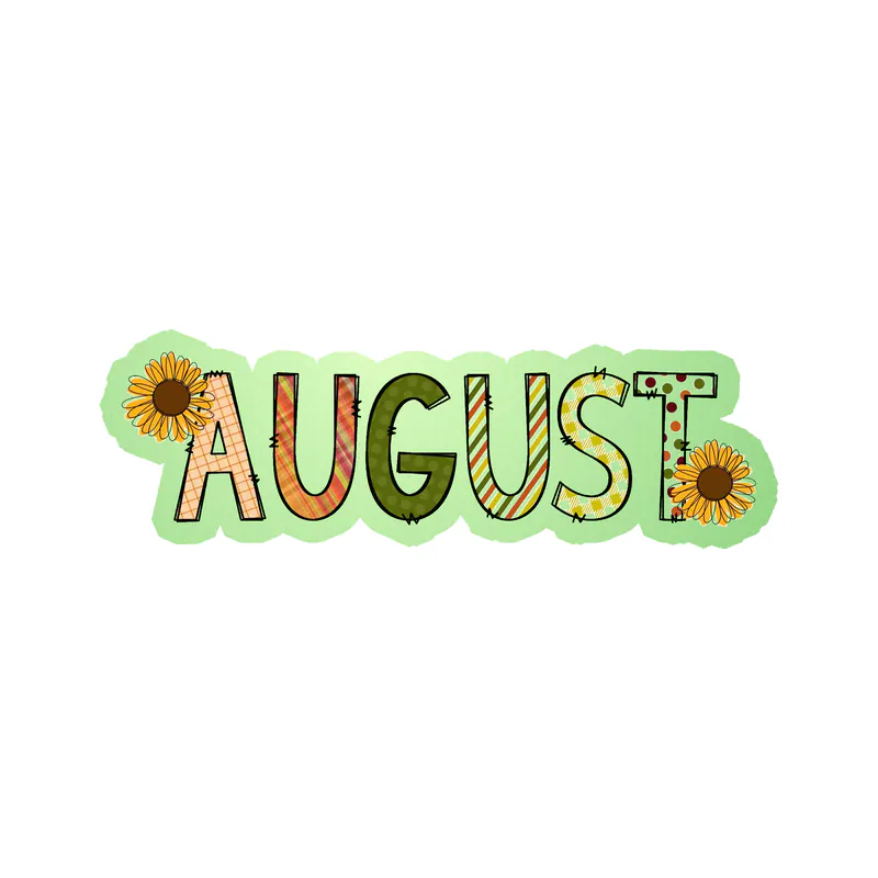 August - Month - Glow in the Dark Vinyl Decal - Custom Size