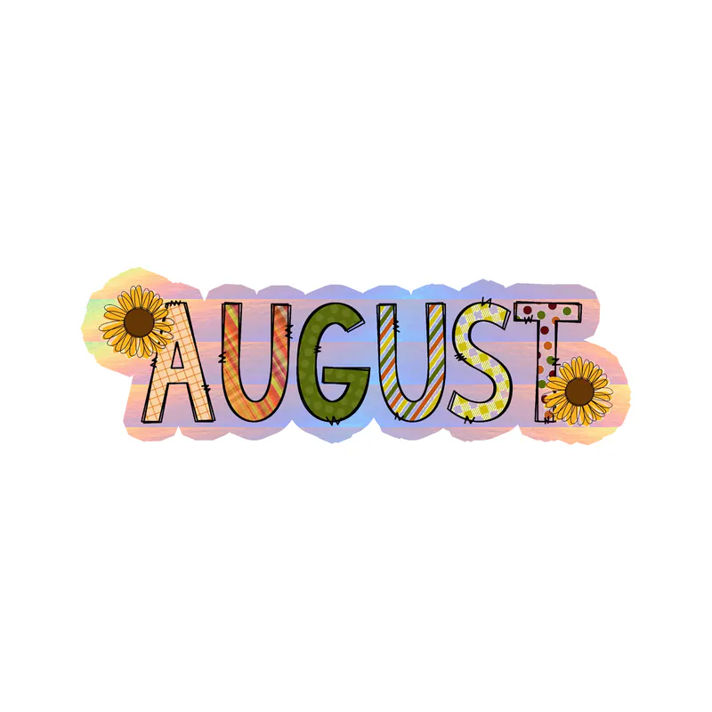 August - Month - Holographic Vinyl Decal - Custom Size
