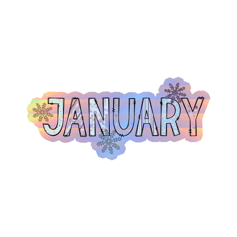 January - Month - Holographic Vinyl Decal - Custom Size