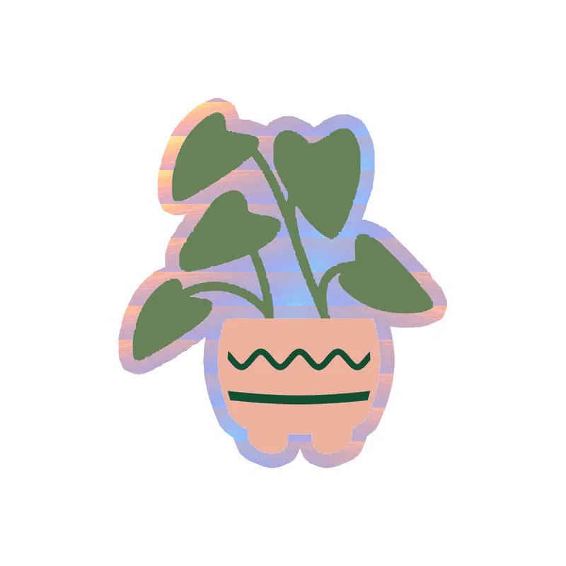 Plant Holographic Vinyl Decal - Custom Size
