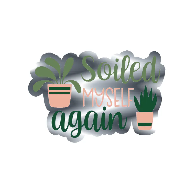 Soiled Myself Again Silver Chrome Vinyl Decal - Custom Size